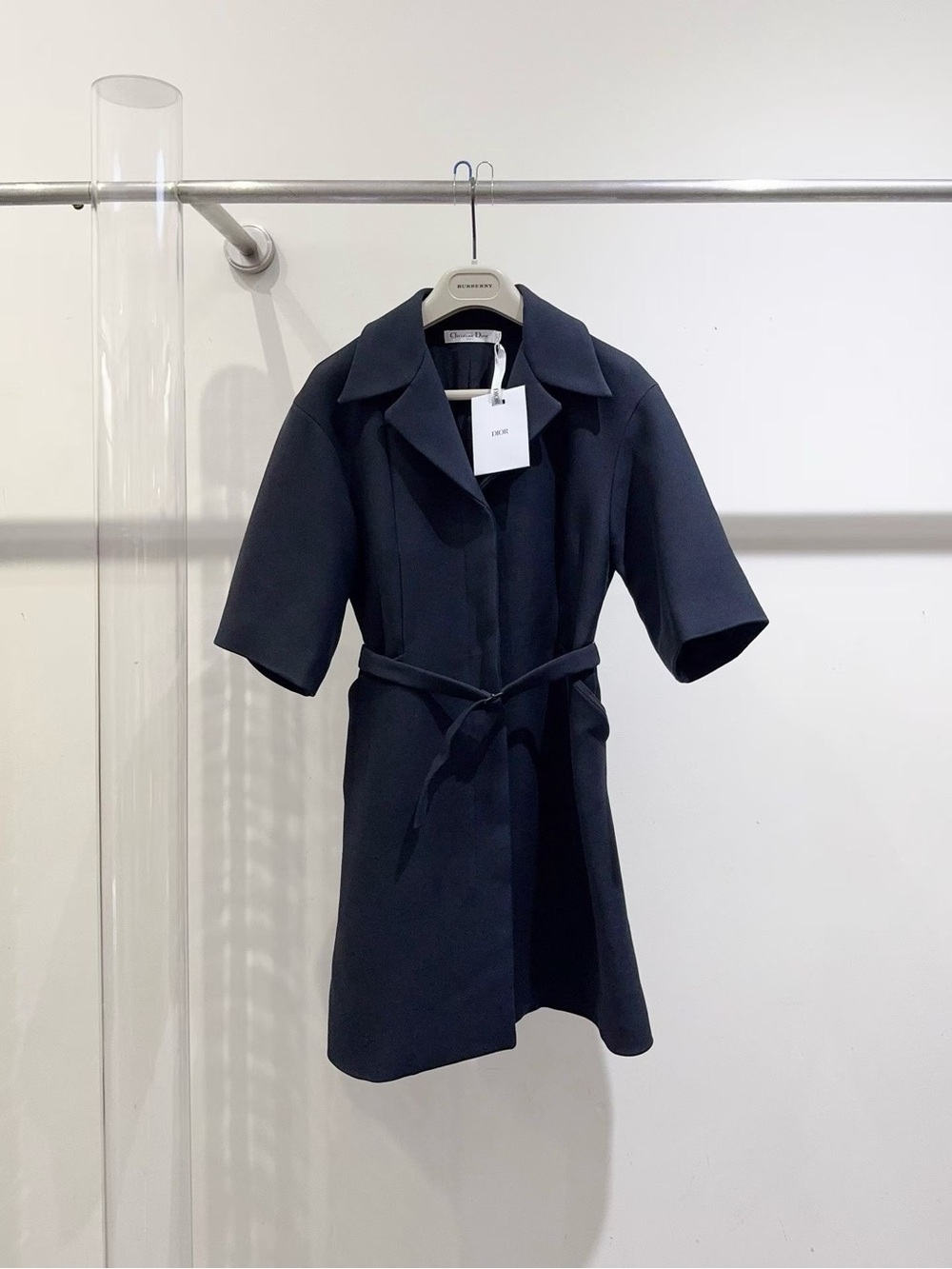 🚩steal Dior Navy Short-Sleeve Belted Dress